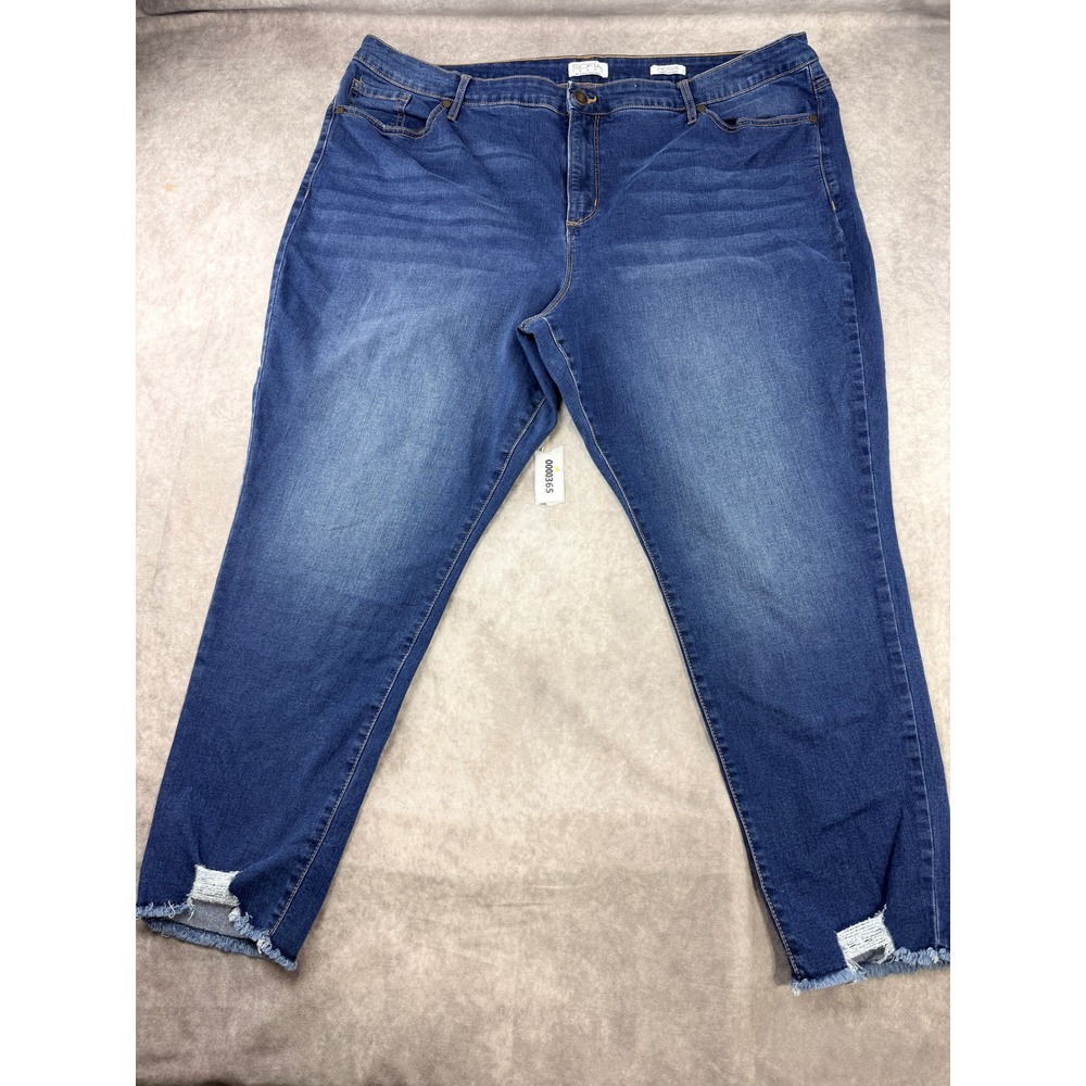 Sofia Jeans by Sofia Vergara Rosa Curvy Ankle Dark Wash Distressed Hem Jeans 24W